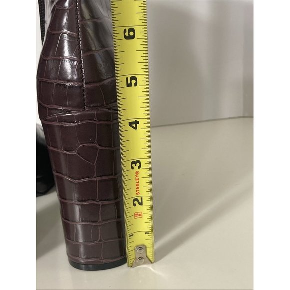 Rachel Zoe Size 7.5 M Mahogany Brown Croc Embossed MAYA Ankle Boot Platform Heel - Picture 14 of 16